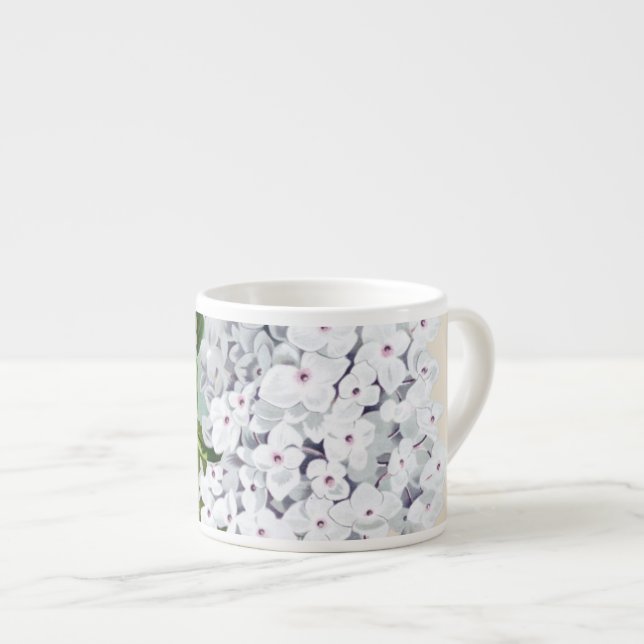 Tasse Expresso Illustrations Vintages d'Hydrangée blanche (Devant droit)