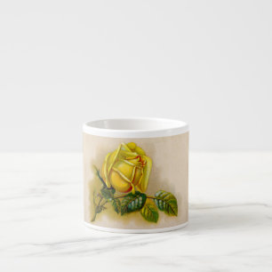 Tasse Expresso Impression d'art antique fine de rose jaune