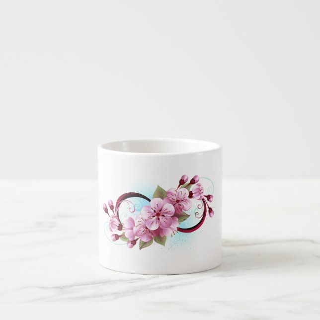 Tasse Expresso Infinité avec les fleurs Sakura (Devant)