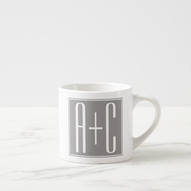 Tasse Expresso Initails ou Other Text | White & Grey
