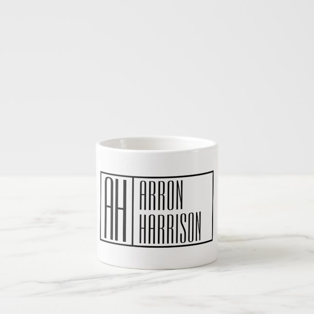 Tasse Expresso Initiales minimes modernes et logo de nom (Devant)