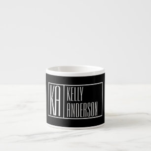 Tasse Expresso Initiales Modernes & Logo de Nom Noir & Blanc