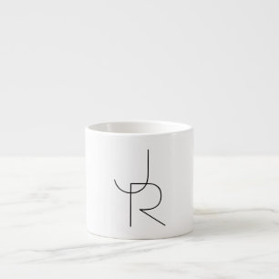 Tasse Expresso Initiales superposées Modern 2 Noir sur Blanc