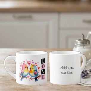 Tasse Expresso Inséparables texte personnalisé rose
