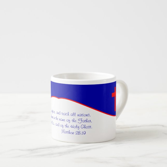Tasse Expresso Inspiré du drapeau chrétien (Devant droit)