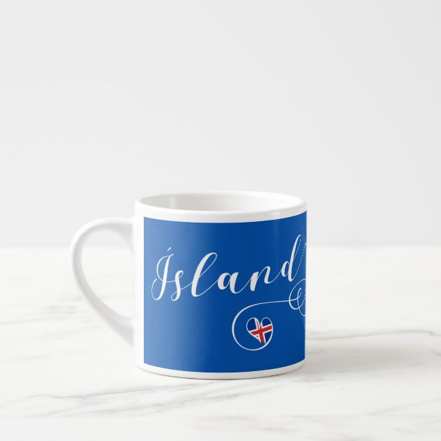 Tasse Expresso Ísland Islande Coeur Boug personnalisable (Gauche)