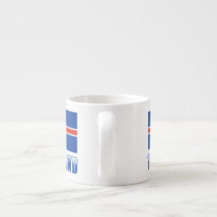 Tasse Expresso Islande en lettres enneigées et drapeau islandais