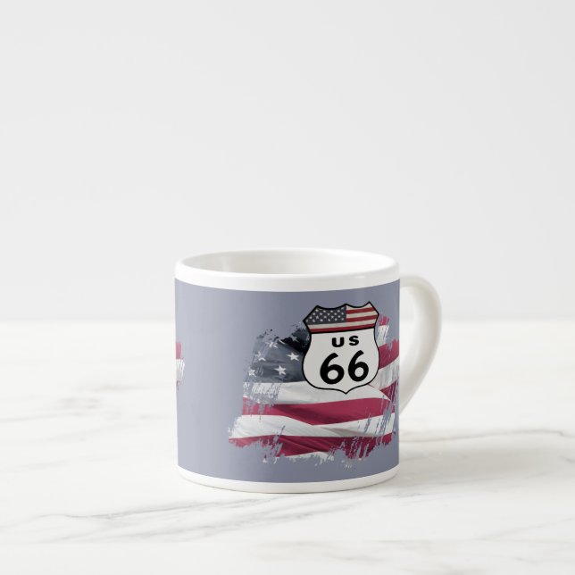 Tasse Expresso Itinéraire vintage USA 66 (Devant droit)