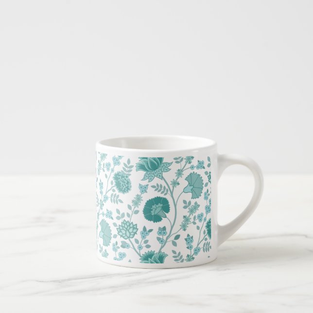 Tasse Expresso Jacobean Floral Big Motif Tee sur blanc (Droite)