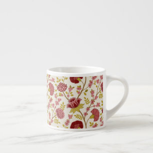 Tasse Expresso Jacobean Floral Grand Motif Reds Pinks Gold Creme