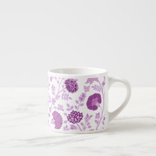 Tasse Expresso Jacobean Floral Grand Motif rose sur blanc