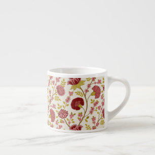 Tasse Expresso Jacobean Floral Pattern Rouge Rose Gold Crème