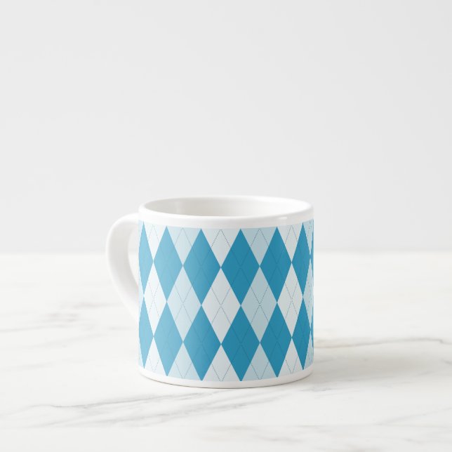 Tasse Expresso Jacquard bleu Peacock Petite forme diamant (Devant gauche)