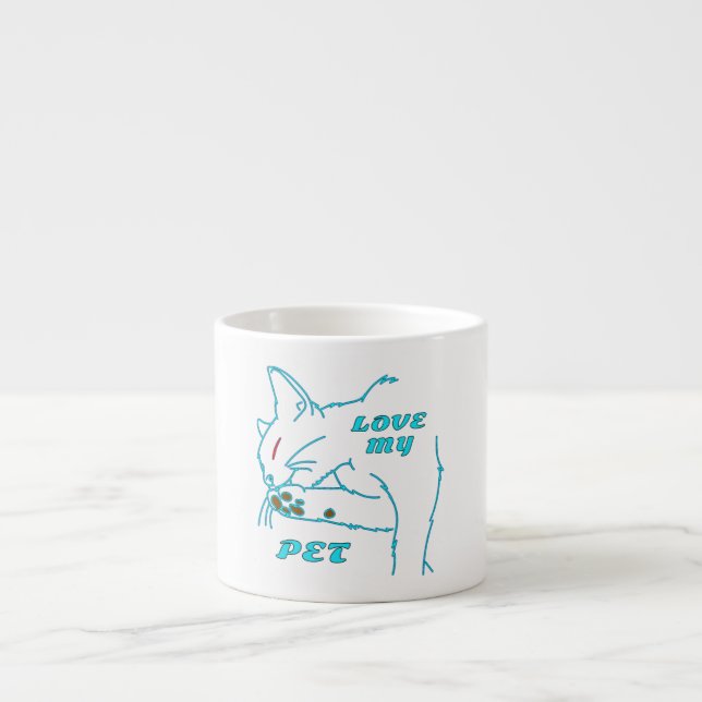 TASSE EXPRESSO J'AIME MON CUTE AQUA PET CAT (Devant)
