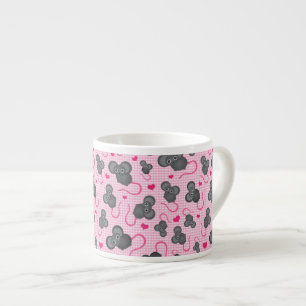 Tasse Expresso J'aime mon motif de souris dans le rose