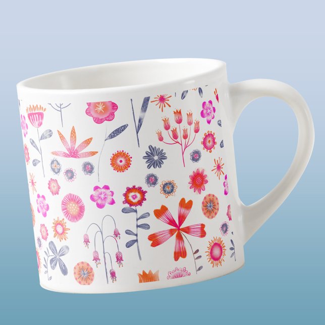 Tasse Expresso Jardin aux fleurs moderne (Modern watercolor floral espresso cup)