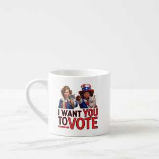Tasse Expresso JE VEUX QUE VOUS VOTIEZ (Mesdames au chat)