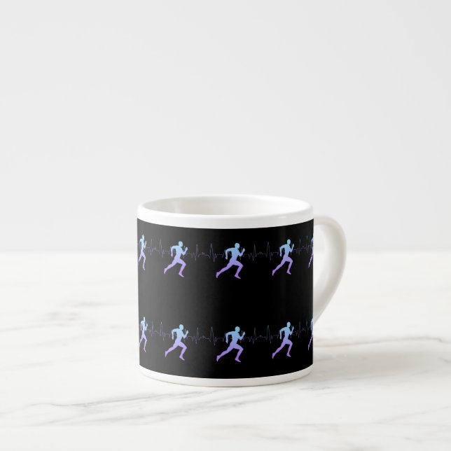 Tasse Expresso Jogging - Coureurs Silhouette avec Heartbeat Black (Devant droit)