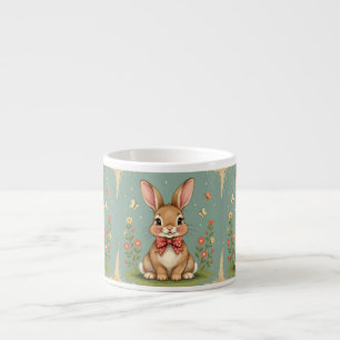 Tasse Expresso Joli adorable lapin brun avec nœud papillon