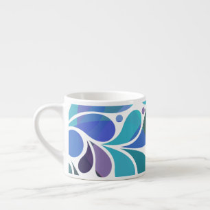 Tasse Expresso Joli Artsy Aqua Bleu, Aquarelle violet Décoratif