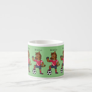 Tasse Expresso Joli cheval drôle jouant dessin de football