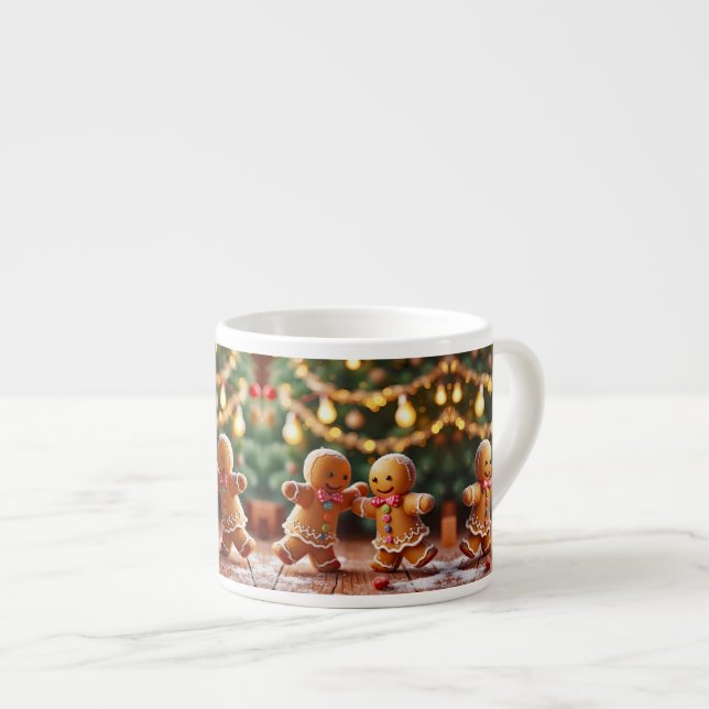 Tasse Expresso Joli couple de biscuits de Noël dansant pour les f (Devant droit)