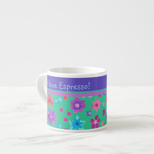 Tasse Expresso Joli Jade Vert Fleur Personnalisé Puissance Espres (Devant gauche)