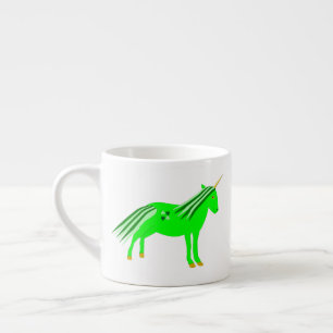 Tasse Expresso Joli licorne vert et or irlandais