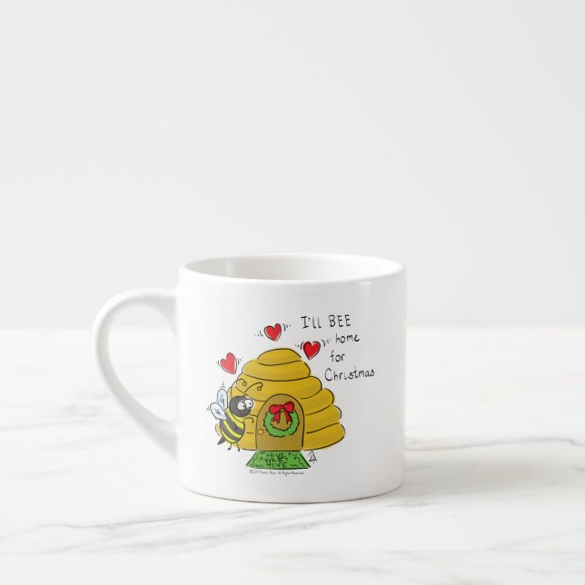 Tasse Expresso Jolie Bee Christmas Drôle Cartoon de vacances (Gauche)