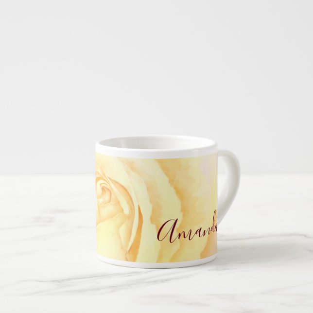 Tasse Expresso Jolie Rose Jaune Mignonne (Devant droit)