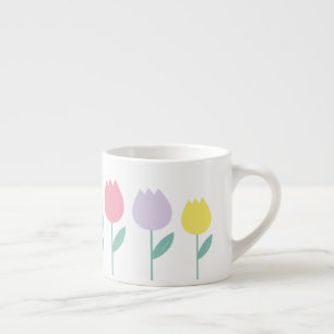 Tasse Expresso Jolie Tulipes de printemps Pastel Floral