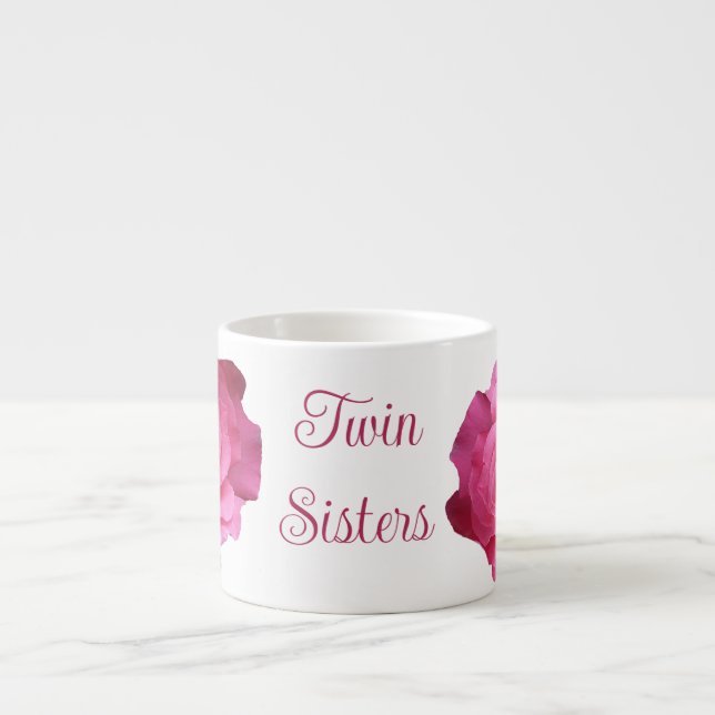 Tasse Expresso Jolies soeurs jumelles rose fleurie (Devant)