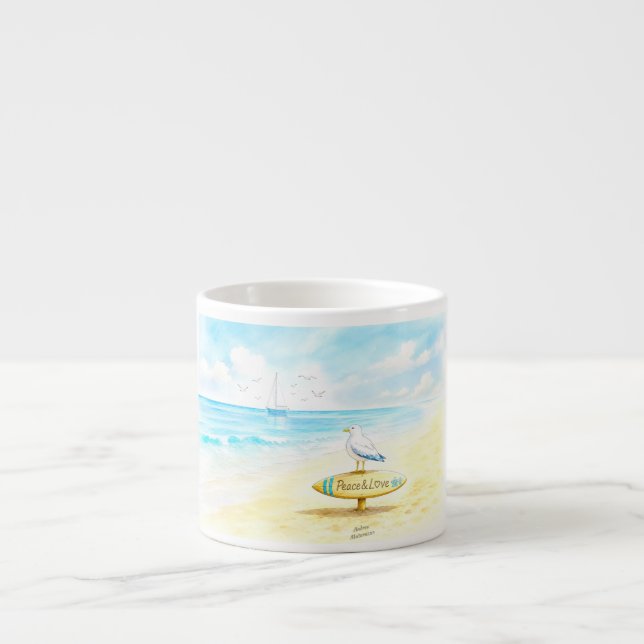 Tasse Expresso Jon Seagull - Paix & Amour  (Devant)