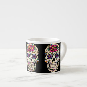 Tasse Expresso Jour du crâne mort avec Rose