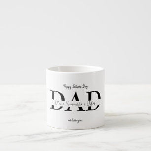 Tasse Expresso Joyeuse Fête des pères avec des noms d'enfants