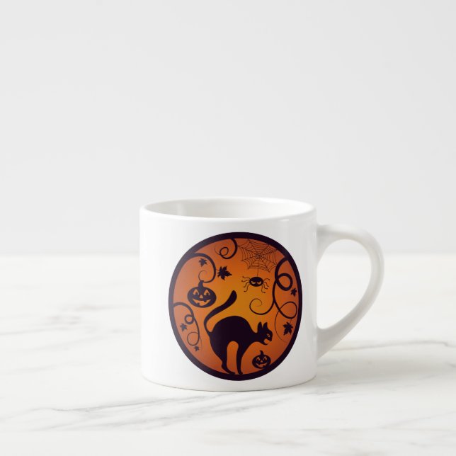 Tasse Expresso Joyeuse lanterne d'Halloween araignées et chauves- (Droite)