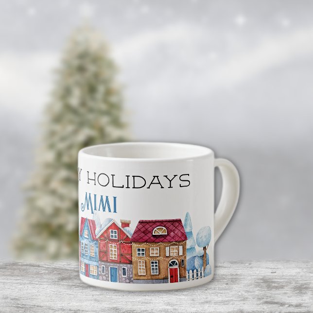 Tasse Expresso Joyeuses Fêtes, Nom décoratif sur Noël 6oz (Créateur téléchargé)