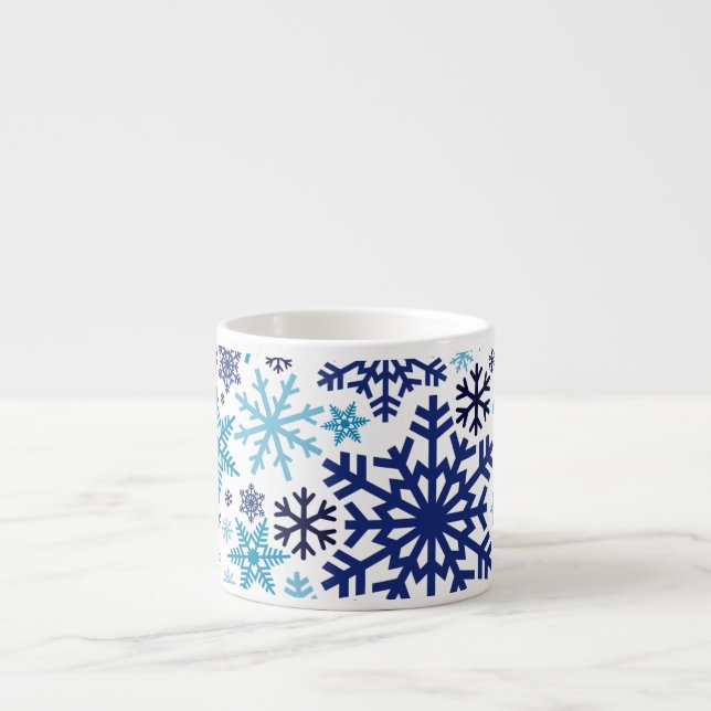 Tasse Expresso Joyeux Noël Motif de Faux de neige d'hiver (Devant)