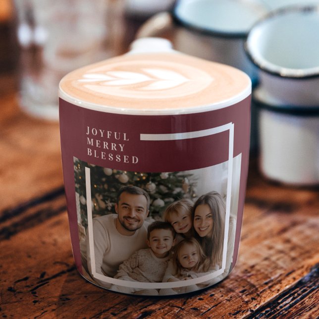 Tasse Expresso Joyful Merry Blessed Personalized Christmas Photo  (Créateur téléchargé)