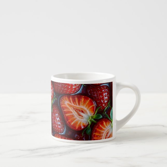 Tasse Expresso Juicy Fresh Red Strawberries Summer Fruit Pattern (Droite)