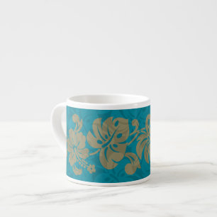 Tasse Expresso Kalakaua Hibiscus Hawaïen Bordure KL303