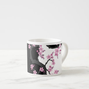 Tasse Expresso Kimono japonais Sakura noir et blanc