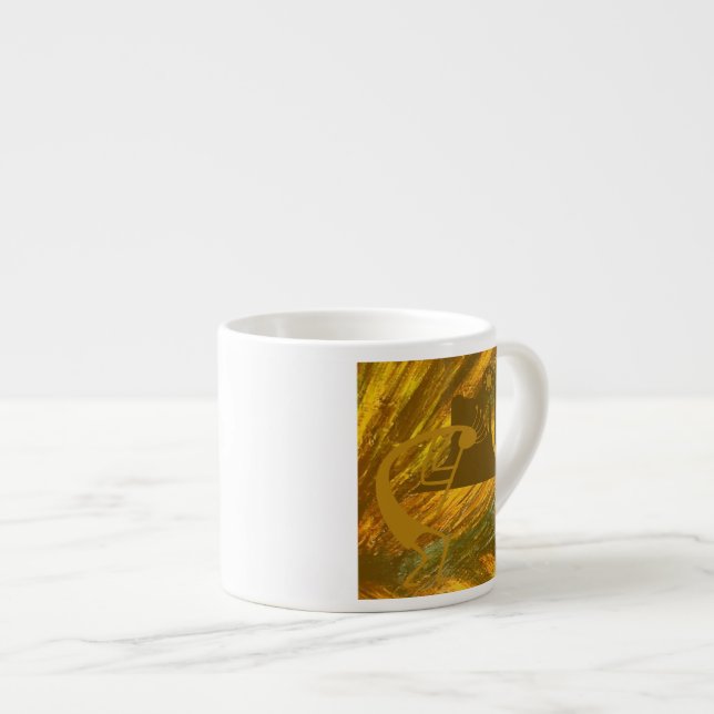 Tasse Expresso Kokopelli Abstrait avec Mesa, Cactus et Sun (Devant droit)