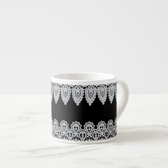 Tasse Expresso La dentelle blanche forme une frontière sensible (Devant droit)