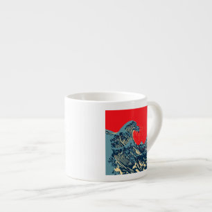 Tasse Expresso La Grande vague Hokusai dans le style art de l'esp