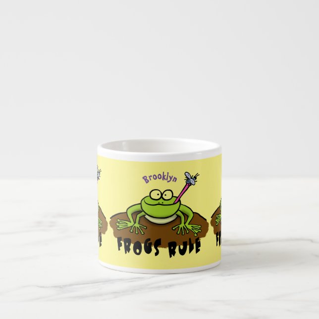 Tasse Expresso La grenouille règle drôle dessin de grenouille ver (Devant)