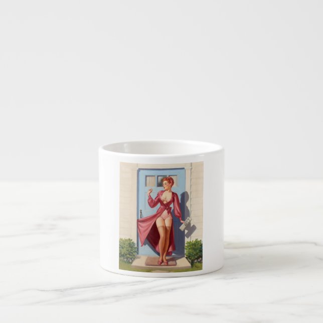Tasse Expresso La petite fille du journal du matin (Devant)