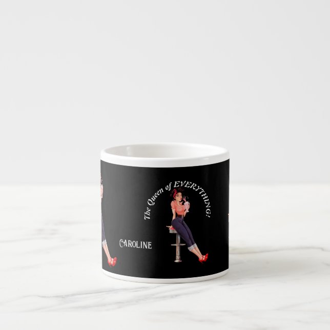 Tasse Expresso La reine de tout ! Texte et nom modifiables (Devant)