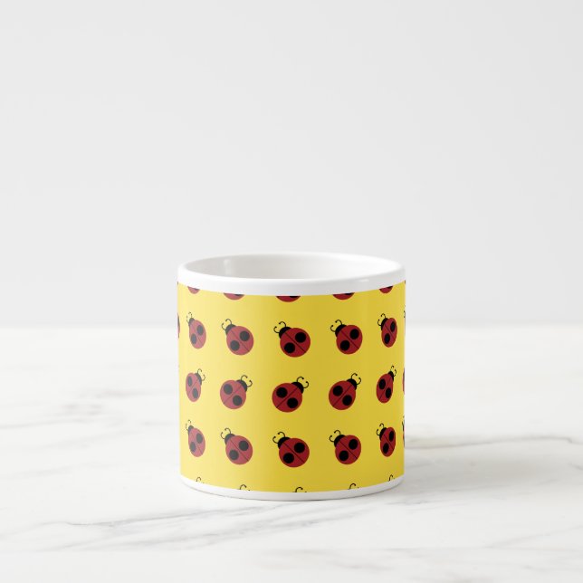 Tasse Expresso Ladybug 60s rétro cool rouge jaune (Devant)