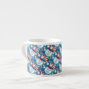 TASSE EXPRESSO L'AMÉRICANA FOLK ART PATRIOTIQUE HOMME DANS LA LUN